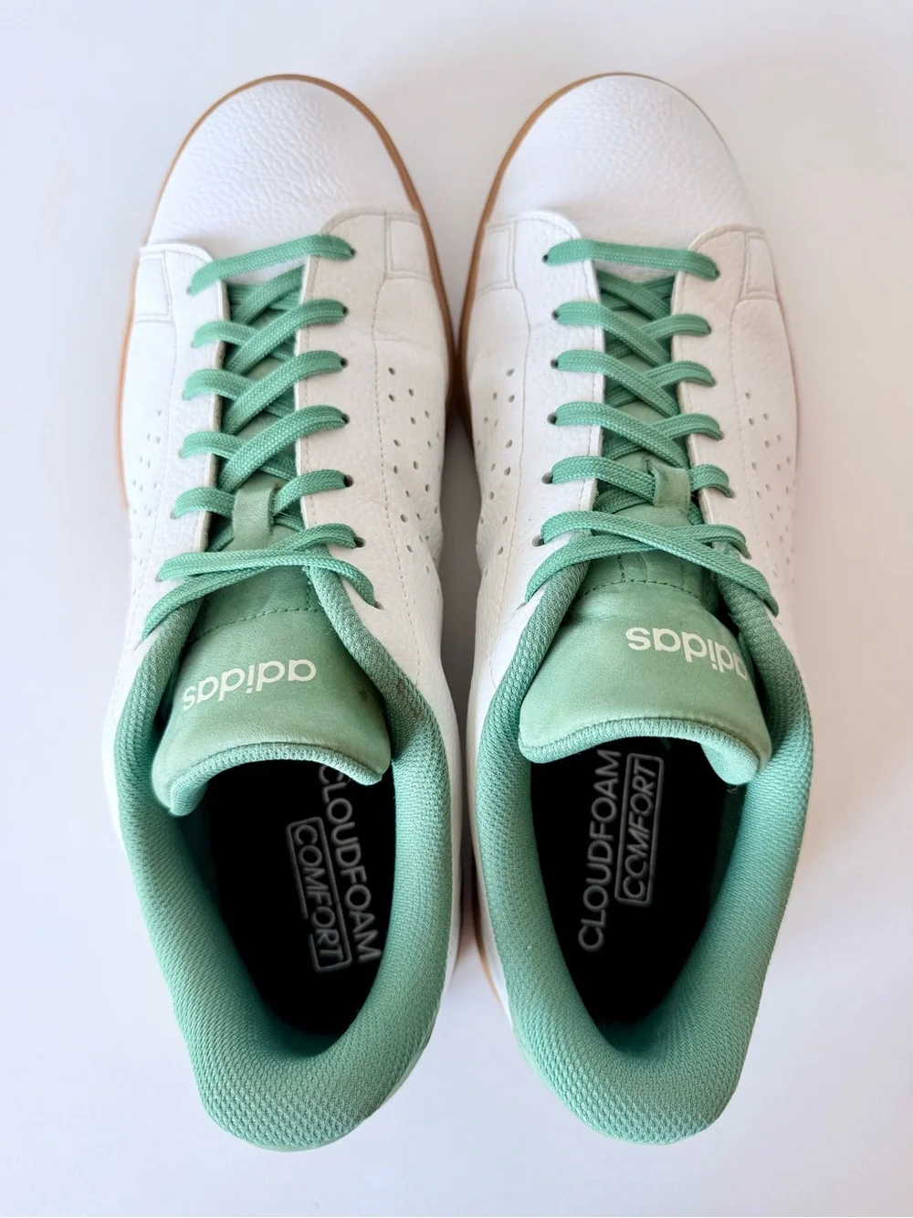 adidas Advantage 2.0 White Preloved Green Gum Sole Sneakers Men 14 IG9172